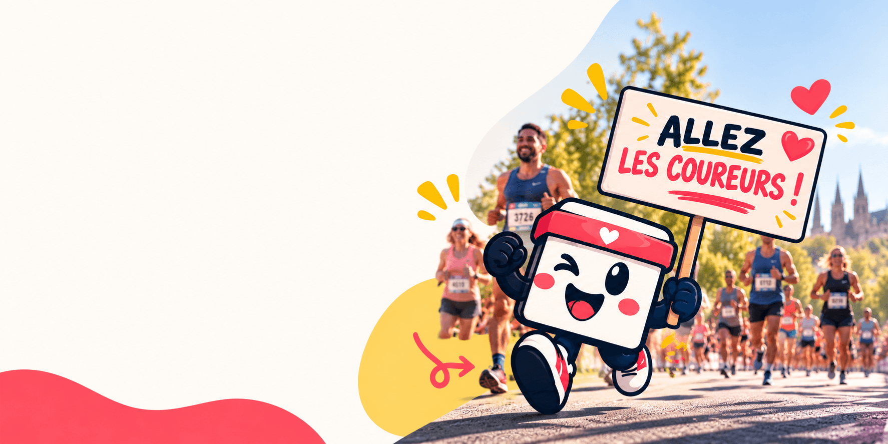 Mascotte Pancartiz présentant une pancarte personnalisée
